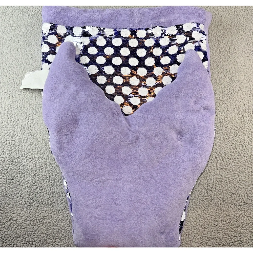 Cynthia Rowley Iridescent Silver Purple Sequin Mermaid Tail Blanket 52